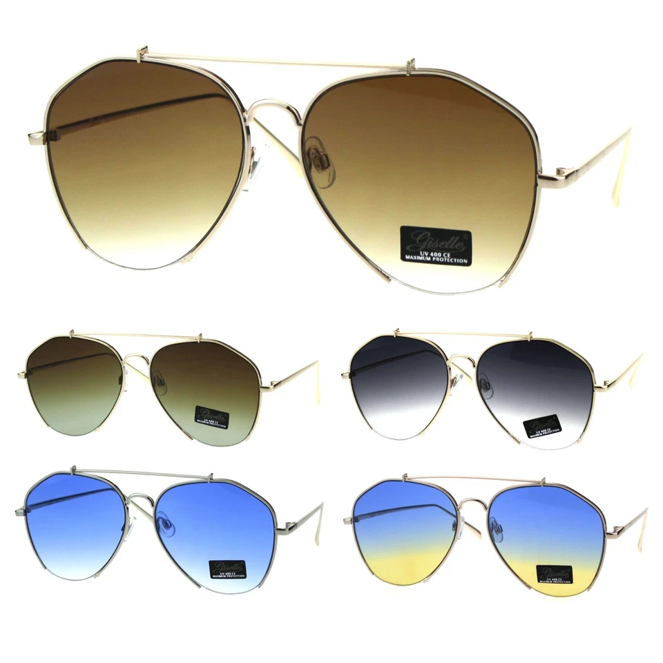 Womens Luxury Designer Crop Bottom Metal Rim Boyfriend Style Sunglasses - Image 1 of 1