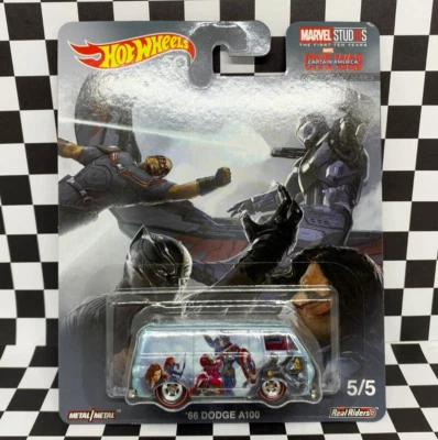 Hot Wheels 2018 Pop Culture Marvel Concept Art Series Blue 1966 Dodge A100 1/64 - Image 1 of 4