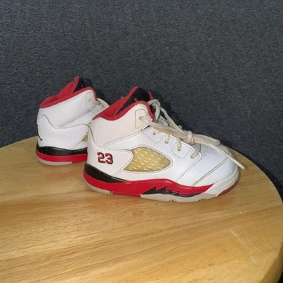Jordan 5 Retro Fire Red Shoes Youth Size 5C 440890-120 Toddler OG - Image 1 of 4