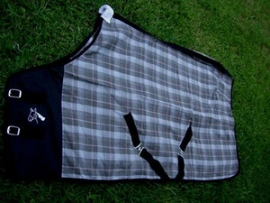 Horse Cotton Sheet Blanket Rug Summer Spring Black Grey 5301 - Picture 1 of 5