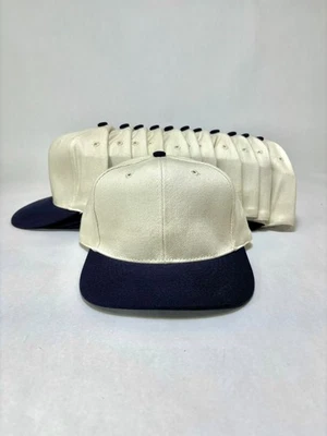 Vintage Otto Snapback Adjustable Blank Cap 90s Deadstock 100% Cotton-Navy/Beige - Image 1 of 4