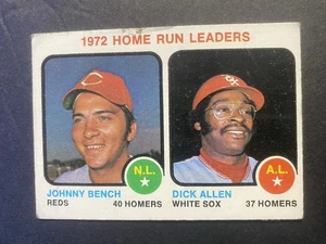 1973 Topps Baseball Johnny Bench/Dick Allen HR Leaders Card #62 (a) Hall of Fame - Picture 1 of 2