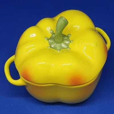 STAUB Ceramic Paprika Cocotte Yellow With Lid Unused Near Mint Rare Authentic - Image 1 of 4
