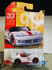 Hotwheels Dodge Viper RT/10 - 7/10 50th Anniversary Throwback [White] - Picture 1 of 4