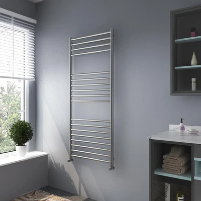 VALVE KINGS Brushed Stainless Steel Towel Rail Radiator Bathroom Warmer 600mm x 1400mm