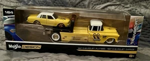 Maisto Elite Transport 57 Chevy Flatbed/87 Chevy Caprice (Mooneyes) Personalizzato - Foto 1 di 10