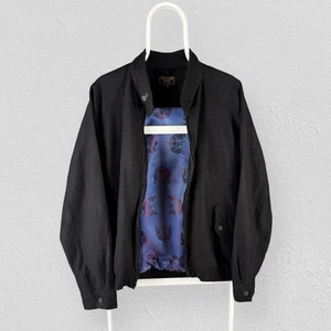 William Hunt Savile Row Black Linen Harrington Jacket Bomber Mens Medium - Picture 1 of 7