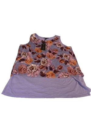 Camiseta sin mangas fácil DG2 by Diane Gilman para mujer talla L lavanda floral mixta Foto 1 de 4