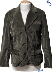 Eddie Bauer Corduroy Jacket Olive Green Preppy Button Pockets  Size 12 - Picture 1 of 11