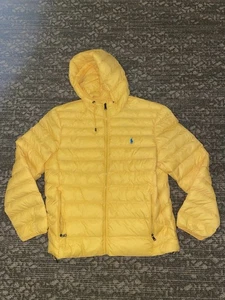 Polo Ralph Lauren Packable Puffer Jacket Mens Size Large Yellow - Picture 1 of 7