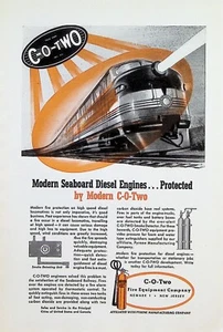 VINTAGE 1940s Print Ad ~ C-O-Two Fire Equipment ~ Seaboard Diesel Engines... - Picture 1 of 1