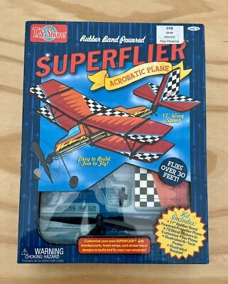 Vintage T.S. Shure Super Flier Acrobatic Plane Rubber Band Powered 17" Wing Span - Image 1 of 3