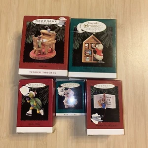 5 1995 vintage hallmark ornaments Lot Christmas Roller Turtle Mouse Beaver - Picture 1 of 6