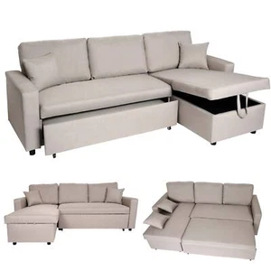 B-Ware Ecksofa mit Bettkasten MCW-L17, Sofa, Liegefläche Nosagfederung, beige - Bild 1 von 9