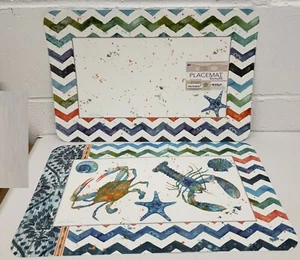 2 Same Reversible Plastic Placemats (12"x18") SEALIFE,STARFISH,LOBSTER & CRAB,CA - Picture 1 of 12