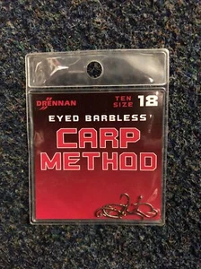 Drennan carp method hooks eyed/barbless (size 18) - Picture 1 of 2
