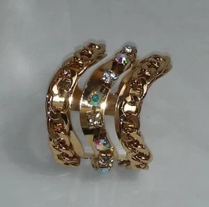 Body Rhythm Costume Bracelet/Cuff  gold tone w/triple bands and rhinestones  NEW - Picture 1 of 6