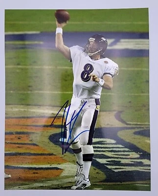 TRENT DILFER BALTIMORE RAVES SUPER BOWL MVP SIGNED 8X10 FOOTBALL PHOTO COA   - Image 1 of 3