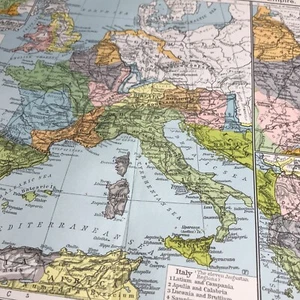 European Provinces of  Roman Empire 1950's Wall Art Vintage color Map Folded  - Picture 1 of 13