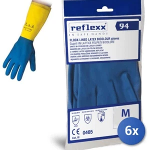 6x Work Gloves Two-Tone Latex Terry Cloth Size M Reflexx 96 Made In Italy - Picture 1 of 2
