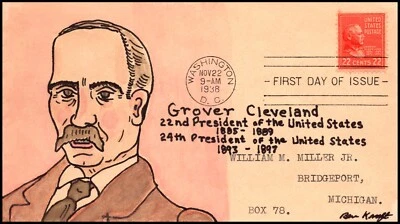 Scott 827 22 Cents Grover Cleveland Ben Kraft FDC Typed Address Unique? - Image 1 of 2