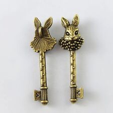 10pcs Antique Bronze Alloy Rabbit Top Key Pendant Charms DIY Findings Craft