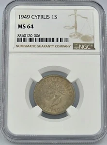 CYPRUS 1 SHILLING COIN 1949 UNC KGVI NGC MS64 - Picture 1 of 4