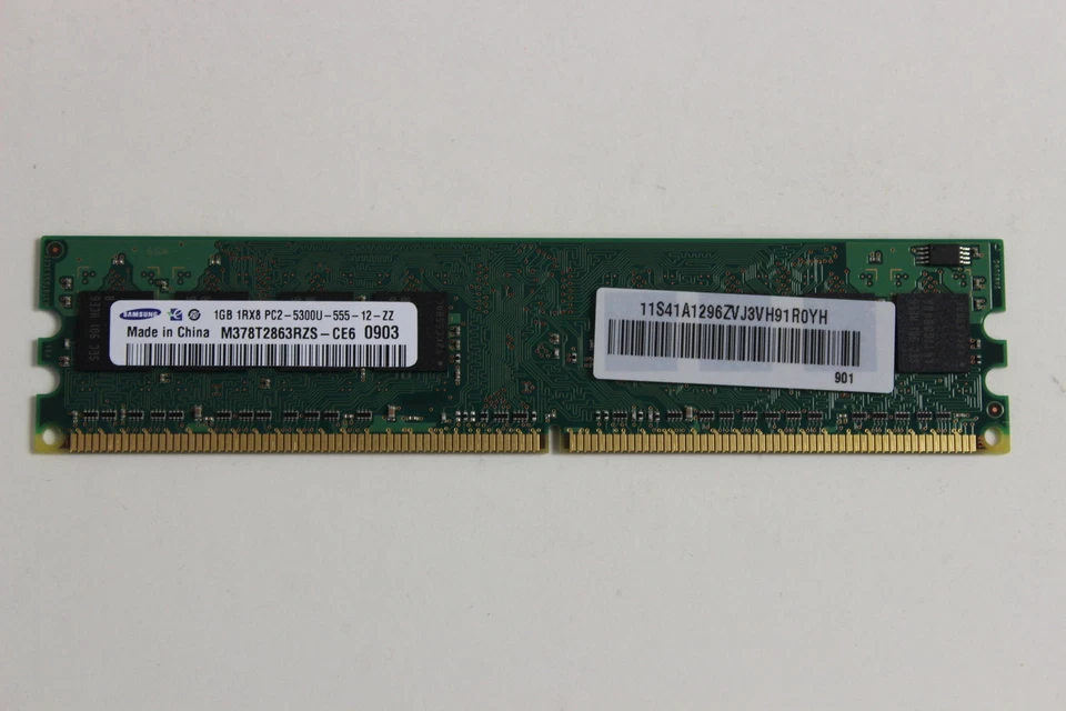 LENOVO 41A1296 1GB 240 PIN 1RX8 PC2-5300U DIMM MEMORY SAMSUNG M378T2863RZS-CE6 - Image 1 of 2