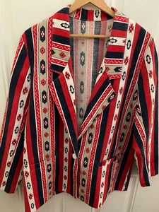 Vintage 70s BonWorth Blazer Southwest Boho Jacket Pockets Aprox. Size Large/XL - Picture 1 of 11