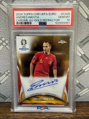 2024 Topps Chrome CHR UEFA EURO Auto /50 Andres Iniesta CAAI PSA 10 - Image 1 of 2