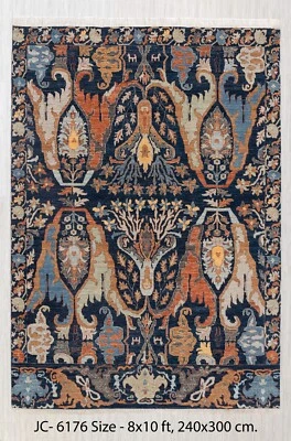 8x10 Navy Persiann Bidjar Retro High Quality Handmade Soft Wool Customize Rug - Image 1 of 4