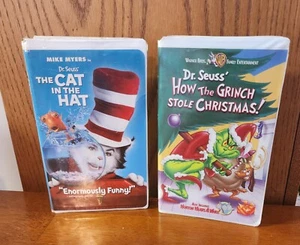 How The Grinch Stole Christmas And The Cat in the Hat  Dr. Seuss' VHS Lot - Picture 1 of 2