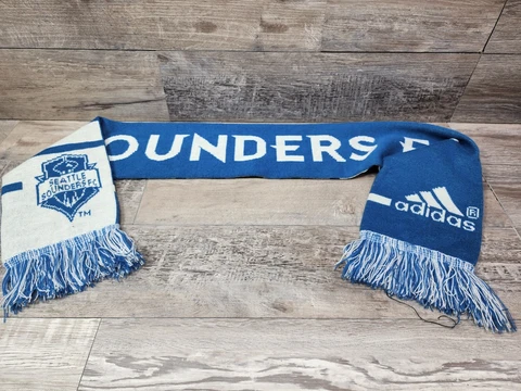 Seattle Sounders Adidas Scarf Striped Spell Out 2013 Season Ticket Member Blue~ Cover