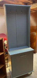 Grey Painted Hall Cabinet Coat Stand Shoe Storage - Picture 1 of 9