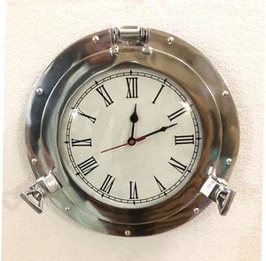 Vintage Navigation Marine Brass Ship Porthole Clock 11'' Ship Window Wall Clock - Picture 1 of 5