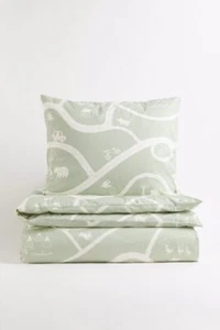 H&M HOME Kinder Bettwäsche Set Hellgrün,gemustert,Bezug 140x200/kissen 65x65cm. - Bild 1 von 3