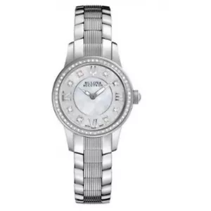 Bulova Accutron Women's Diamond Accent Quartz Silver Watch 28MM 63R131 - Picture 1 of 4