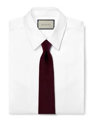 XMI Umbria Mens 100% Italian Knit Silk Tie Burgundy Wine Square End Necktie NWOT - Image 1 of 4