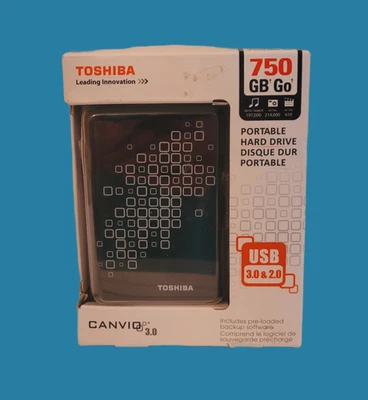 Toshiba Canvio 750GB Portable External Hard Drive USB 3.0 E05A075CAU3XS - Image 1 of 3