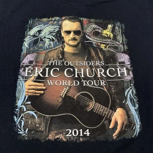 2014 Eric Church Large 2-sided Black T-shirt Tour Country Outlaw Dwight Yoakam - Picture 1 of 8
