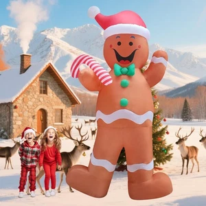 12ft Giant Gingerbread Man Christmas Inflatable Decor Build-in LED Outdoor Bl... - Picture 1 of 9