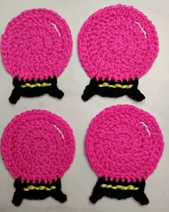 Crocheted Pink Crystal Ball Coasters - Set of 4 - Handmade in the USA - NEW! - Picture 1 of 5