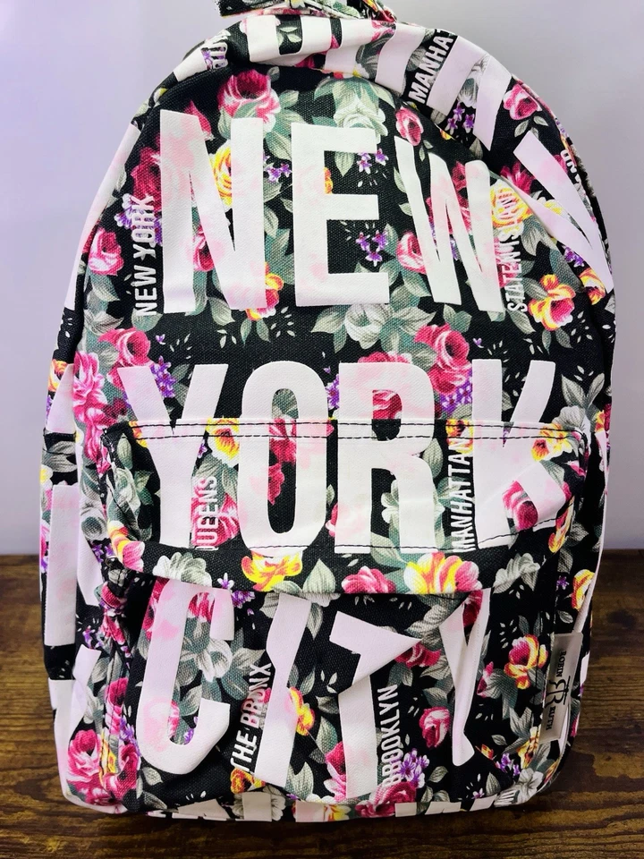 Mochila Robin Ruth New York City Negra Floral Elegante Colorida Nueva York ~ Totalmente Nueva Foto 1 de 4