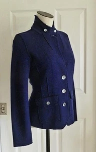 Eileen Fisher Double-Faced Merino Wool Blue Tab-Collar Fit Blazer Jacket S $498 - Picture 1 of 20
