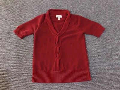 Ann Taylor LOFT Sweater Womens Medium Red Short Sleeve Shawl Collar Tunic Cotton - Image 1 of 4