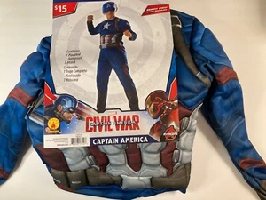 Marvel Civil War Captain America Youth M 8-10 Muscle Chest Halloween BRAND NEW  - Picture 1 of 7