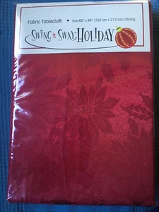 Tovaglia classica ROSSO Cotten/Poliestere/Rayon nuova con scatola 60X84 design oblungo Pointsetta - Foto 1 di 8