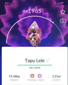 Tapu Lele Pokemon Trade Go L20 Mismo Día / 30 Días Pokémon PVP Ultra Liga alola - Imagen 1 de 1