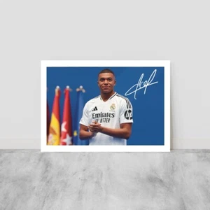 Kylian Mbappé REAL MADRID SIGNED AUTOGRAPH PRINT GIFT IDEA FOOTBALL HALA - Picture 1 of 2