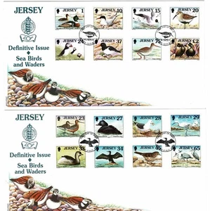 JERSEY 1997 - 1999 SEABIRDS & WADERS PARTE CONJUNTO DE 16 EN 2 X FUNDAS PRIMER DÍA - Imagen 1 de 1